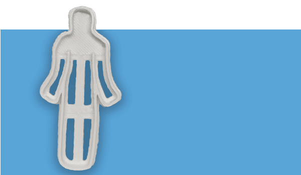 cookie cutter of a person outline. Blue background for design